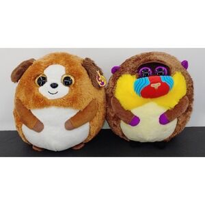 Ty Beanie Ballz Charlie the Baboon And Bandit The Dog 8" Plush Stuffed Animal